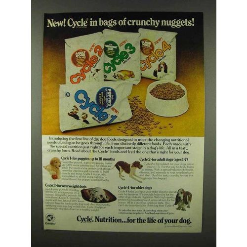 1978 Cycle Dog Food Ad - Bags of Crunchy Nuggets