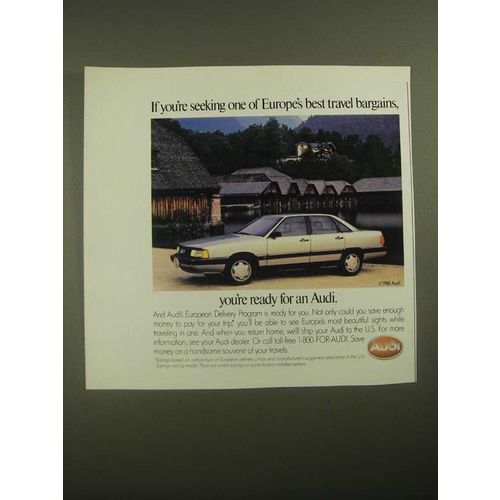 1987 Audi Car Ad - One Of Europe's Best Travel Bargains