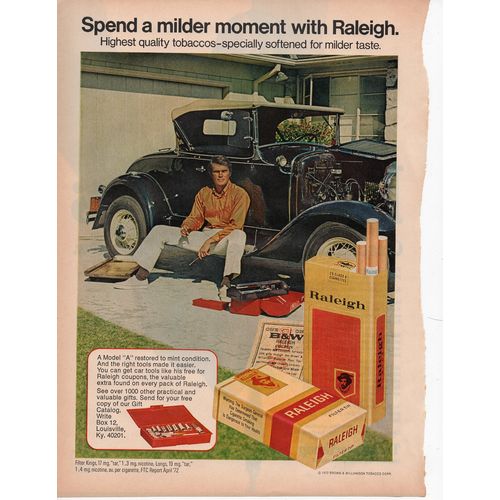 Raleigh Cigarettes Vintage Full Page Print Ad August 1972