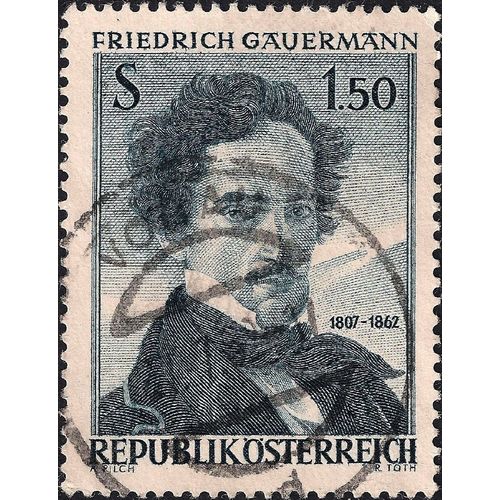 AUSTRIA, Friedrich Gauermann 1807-1862, blue 1962, 1.50 Schilling