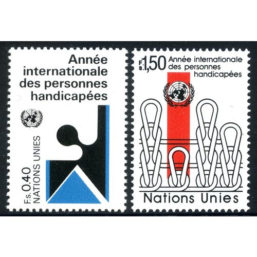 UNITED NATIONS Geneva 1981 Disabled Persons Ye… F.S.0.40 & 1.50 Scott 99-100 MNH