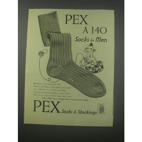 1954 Pex A140 Socks Advertisement - Pex A 140 Socks for Men