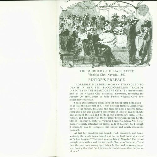 The Murder of Julia Bulette: 1868. by DeLong..1 to >29 lots of 10 copies