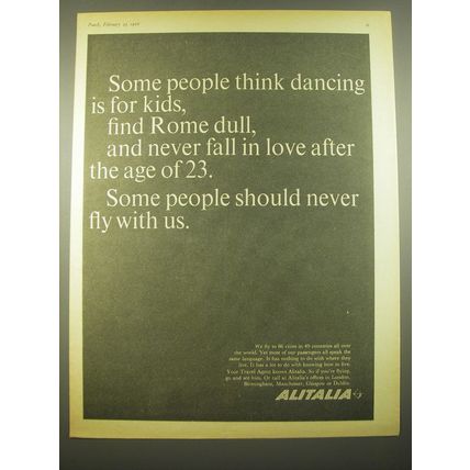 1966 Alitalia Airline Ad - Some people think dancing is for kids