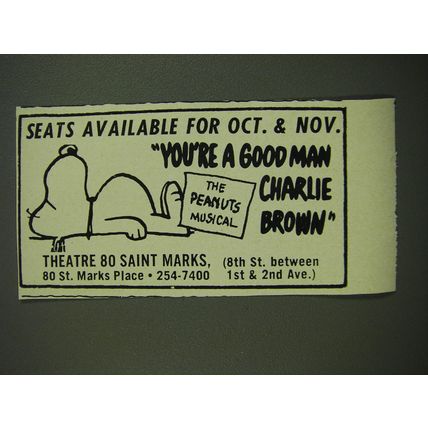 1968 You're a Good Man Charlie Brown Peanuts Musical Advertisement