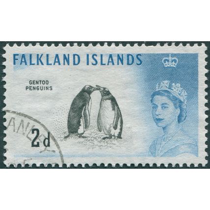 Falkland Islands 1960 2d black & blue SG 195 used