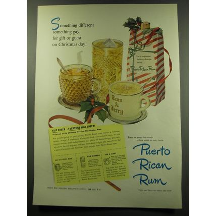 1949 Puerto Rican Rum Ad - Something differet something gay for gift or guest