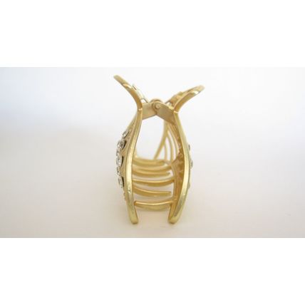 Matte silver or gold geometric metal crystal hair claw clip