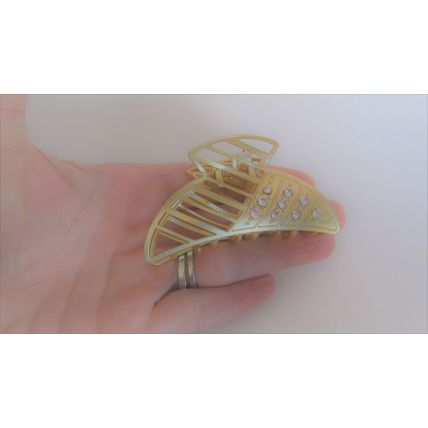 Matte silver or gold geometric metal crystal hair claw clip