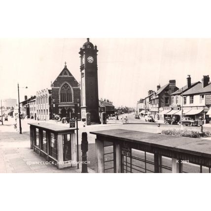 Town Clock West Bromwich by BT Old Telephone Box RPC Postcard