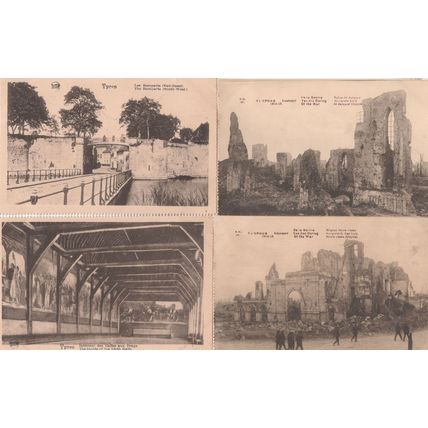 Ypres Hospital Church 4x Antique WW1 Bomb Damage Postcard s