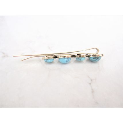 Gold metal and turquoise stone retro bohemian hair stick bobby pin