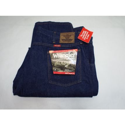 New Mens Wrangler 44x32 Dark Blue Jeans Heavy Weight Regular U-Fit Made USA