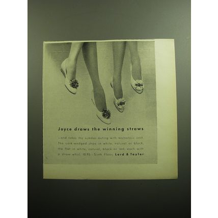 1958 Lord & Taylor Shoes Ad - Joyce draws the winning straws