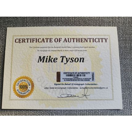 Genuine, Signed, 6"x9" Photo, Mike Tyson (Boxing, Sportsman, Films) Plus COA