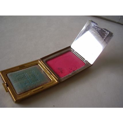 Vintage Zell 5th Avenue Art Deco Dovell Rouge & Powder Compact Duo Steel Mirror