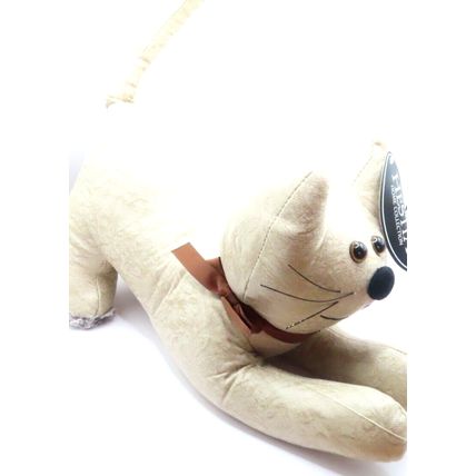 Beige Cat Doorstop Doorstop with Brown Bow Gift Home Decor Decoration 21 CM Pet
