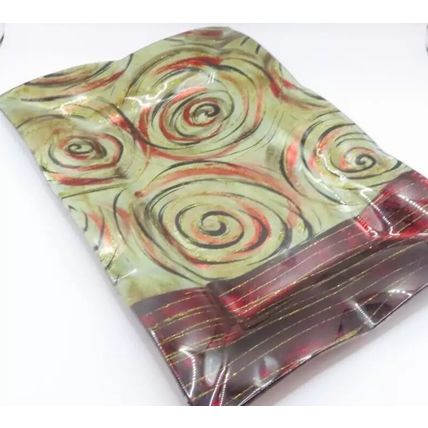 Soft Swirl Trinket Plate Red & Black Fluted Glass 3 CM Gift Home Decor Furnish
