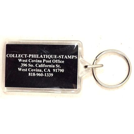 1983 Postage Stamp Olympic USA 13c Advertising Keychain West Covina PO Vintage