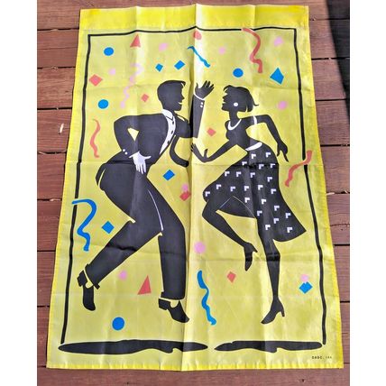 Vintage American Greetings Outdoor Yellow Flag Dancing New Year Party 42 Inches