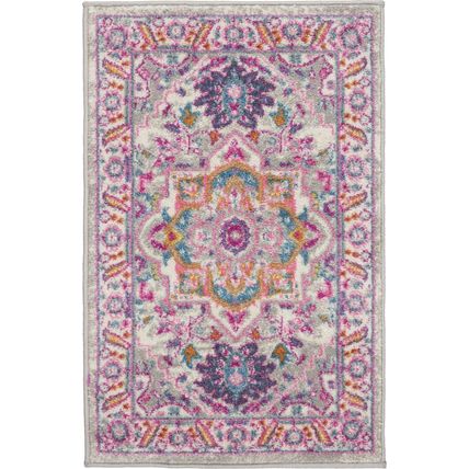 2' X 3' Pink And Gray Power Loom Area Rug
