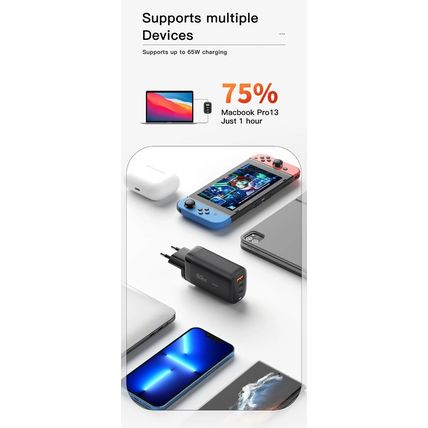 Essager 65W GaN Charger USB Type C For Laptop MacBook Pro Wall Charger UK Plug