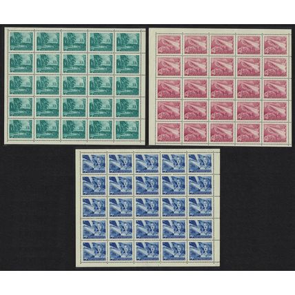 Yugoslavia Completion of Belgrade-Zagreb Road 3 Full Sheets 1950 MNH SG#634-636