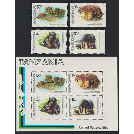 Tanzania Wild Animal 4v+MS 1982 MNH SG#351-MS355