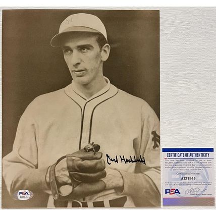 Carl Hubbell Signed Autographed Glossy 8x10 Photo New York Giants : PSA/DNA COA