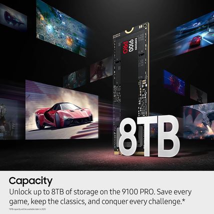 SAMSUNG SSD 9100 PRO 1TB, Pcie 5.0X4 M.2 2280, Seq. Read Speeds up to 14,800Mb/S