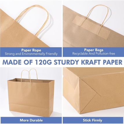 XPCARE 200Pack Large Paper Gift Bags with Handles Bulk,16X6X12 Inch Kraft Bag Pa