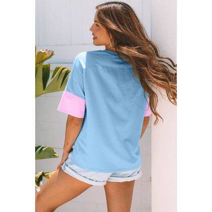 Myosotis Frayed Denim Star Patched Oversize T Shirt