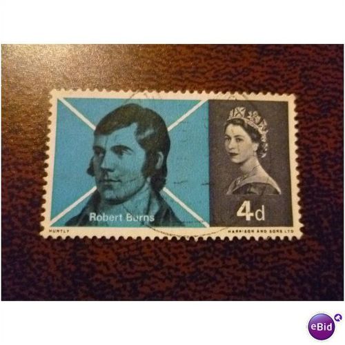 1966 GB Robert Burns 4d fine used stamp SG685 Skirving poet Scotland