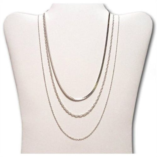 Necklace #6 chain set of 3 unisex sterling silver plated 16 inch 18 inch 24 inch