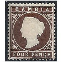 Gambia 1886 SG31 4d Deep Brown Wmk Crown CA Mounted Mint . ..