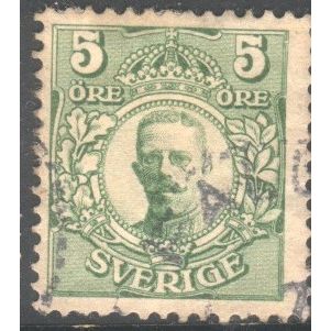 Sweden 1910 - SG69 - 5 ore green - Gustav V - used