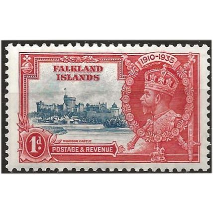 Falkland Islands 1935 SG139 1d Deep Blue & Scarlet S Jubilee Mounted Mint . .. .