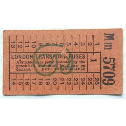 Vintage: ticket London Transport Buses 6d - 1