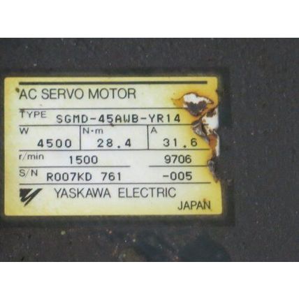 YASKAWA SGMD-45AWB-YR14 AC SERVO MOTOR, 1500-RPM, 28.4/31,6A,Ti