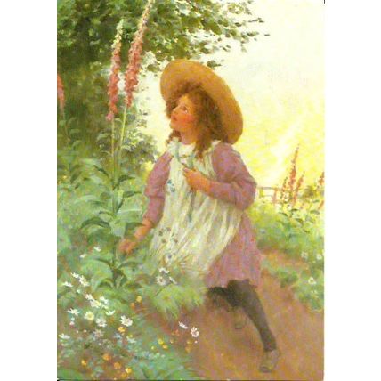Art PERCY TARRANT Picking Foxgloves Postcard (Medici 2121)
