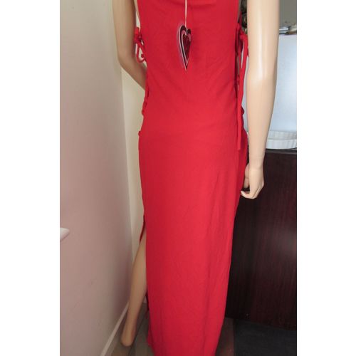 Club L Maxi Dress Lace Up Sides 14 Red