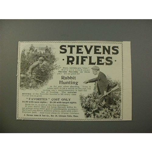 1900 Stevens Rifles Gun Ad - Rabbit Hunting