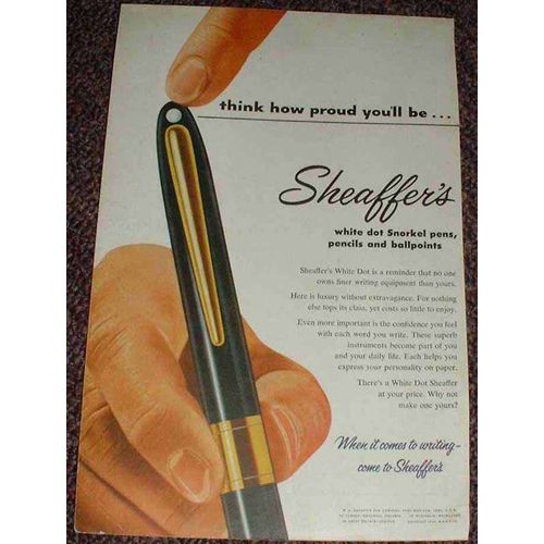 1956 Sheaffer's White Dot Pen Ad, NICE!!!