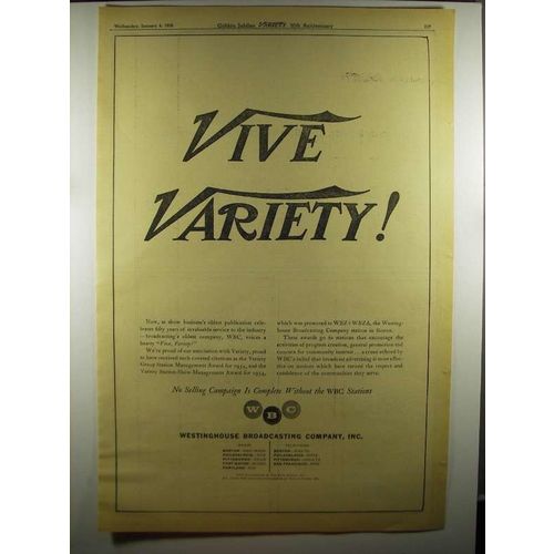 1956 WBC Westinghouse Broadcasting Company Ad - Variety
