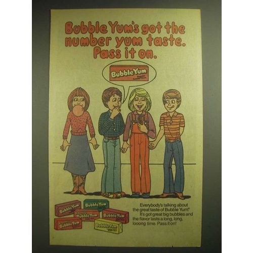 1981 Bubble Yum Gum Ad - Got The Number Yum Taste. Pass it on