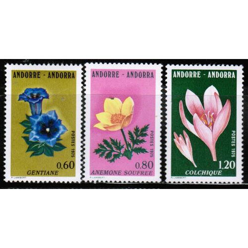 1975 Andorra - Flowers set of 3 - Sc# 238-240 MNH