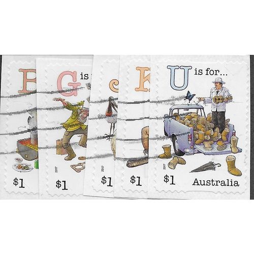 AUS 2017 (SET) (S/A)'FAIR DINKUM ALPHABET'(5v)(ON PAPER)' FINE USED (EBID64-076)