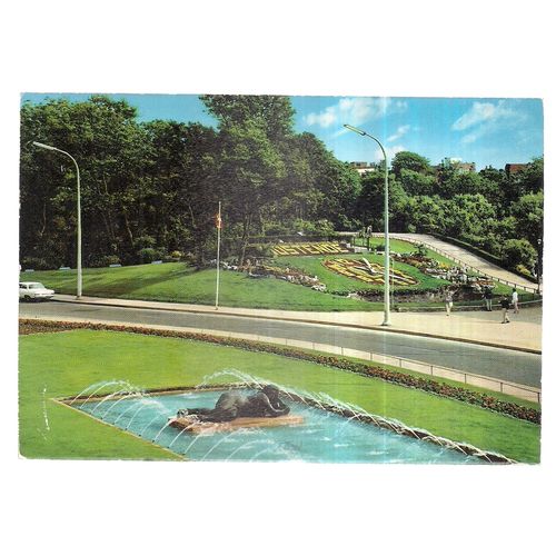 FLOWER CLOCK AND FOUNTAIN, OSTEND, OOSTENDE, Belgium used postcard 1972 pm #
