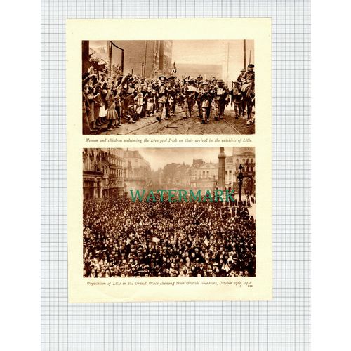 X735) Liverpool Irish Welcomed Near Lille France World War One - c.1919 Cutting