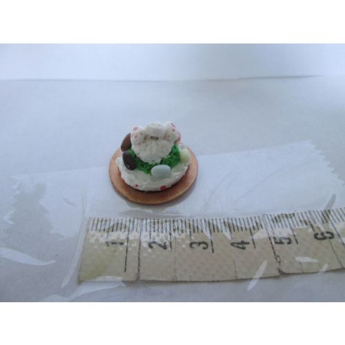 DOLLS HOUSE MINIATURE FOOD BUNNY CAKE ON 12TH SCALE ON PAPER PLATE